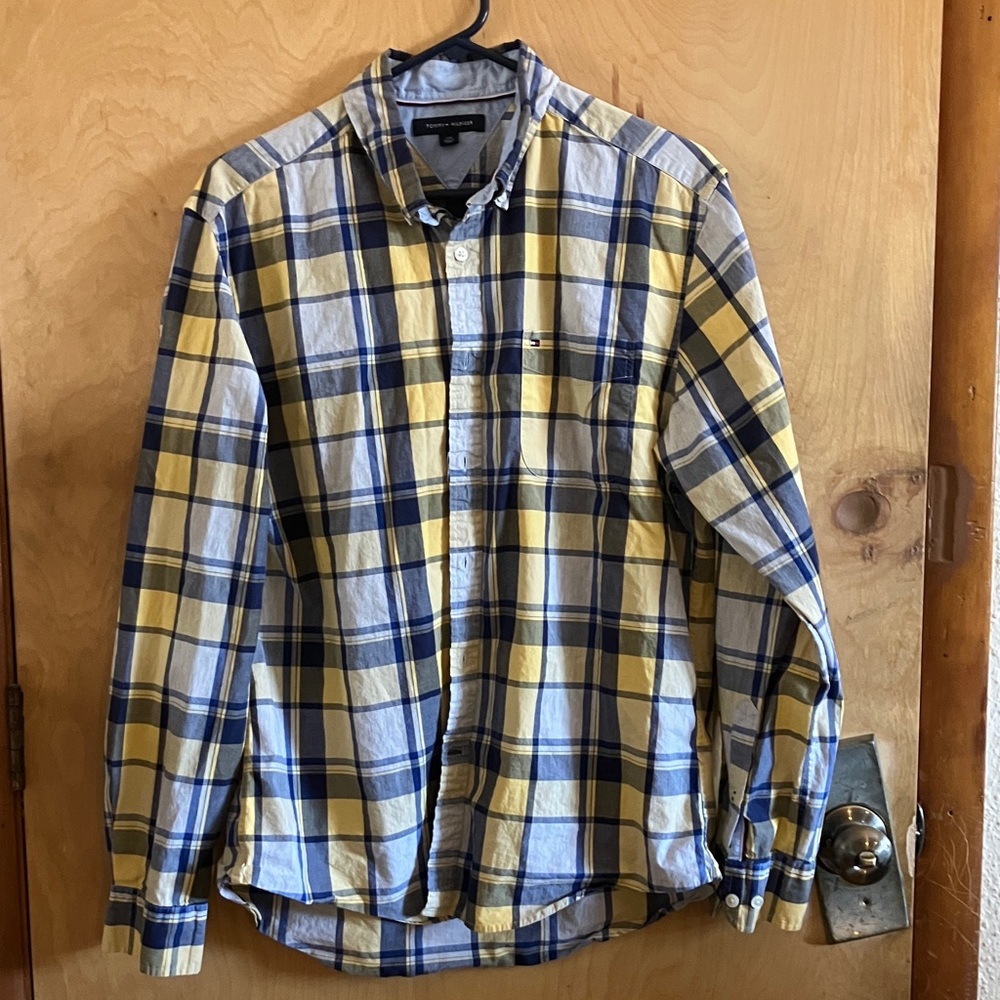 Tommy Hilfiger Yellow and Blue Plaid Shirt